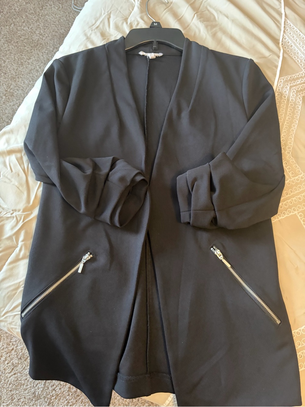 Maurices Black Open-Front Blazer with Zip Pockets